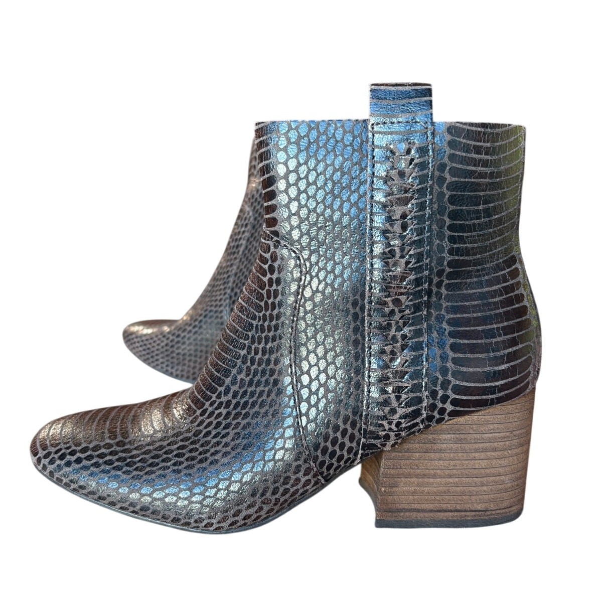 Korks Brown Python Embossed Leather Booties with … - image 2