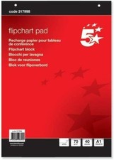 Image of 5 Star Office Flipchart Pad Perforated 40 Sheets A1 Plain, Red