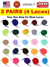 2 PAIRS Flat Athletic Sneaker 27 36 45 54 63 Inch Shoelaces Strings 5/16"Width