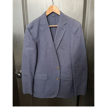J.CREW Men's Blue Linen Ludlow Slim Fit Single-Breasted Blazer 36R