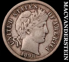 1898 Barber Dime- Very Fine- Scarce Better Date- No Reserve #J8933