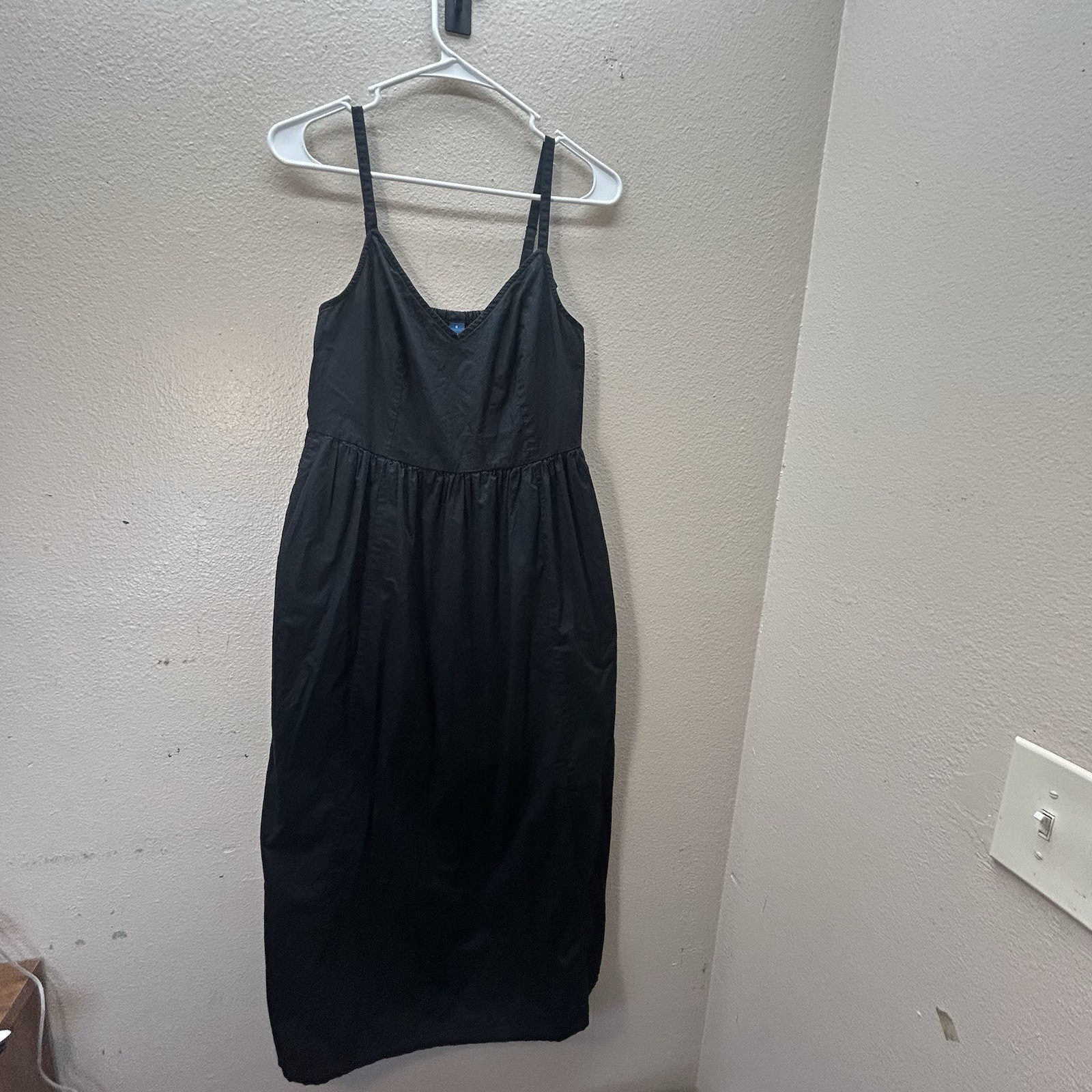 Old Navy Midi Cami Swing Dress Size S Cotton Poplin Black Vacation Sundress
