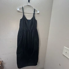 Old Navy Midi Cami Swing Dress Size S Cotton Poplin Black Vacation Sundress