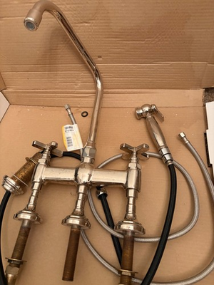 #ad kohler kitchen faucet polished chrome 3 hole with spray head $500.00