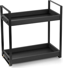 Black Coffee Station Organizer, 2 Tier Wooden Shelf for Coffee Bar Accessories,