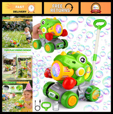 Dinosaur Bubble Lawn Mower for Kids - Rechargeable 2-in-1 Automatic Bubble Blowe