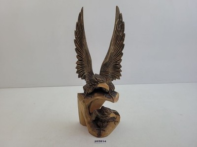 Figur/Skulptur Holz Handgeschnitzt Greifvogel Adler Baum Dekoration #265814