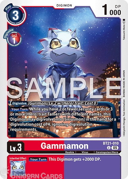 BT21-010 Gammamon : Uncommon Foil : AD01: Advanced Booster Digimon Generation