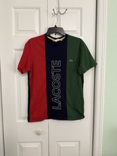 Lacoste Color Block T-Shirt Red Green Navy Big Logo Men s Size Medium