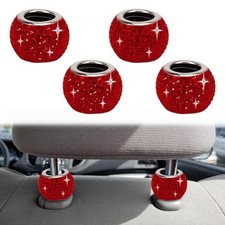 4 Pcs Car Headrest Collars, Bling Head Rest Collars Rings Decoration, Red