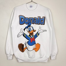 Vintage 90s Disney Donald Duck Crewneck Sweatshirt Medium White Jerzees