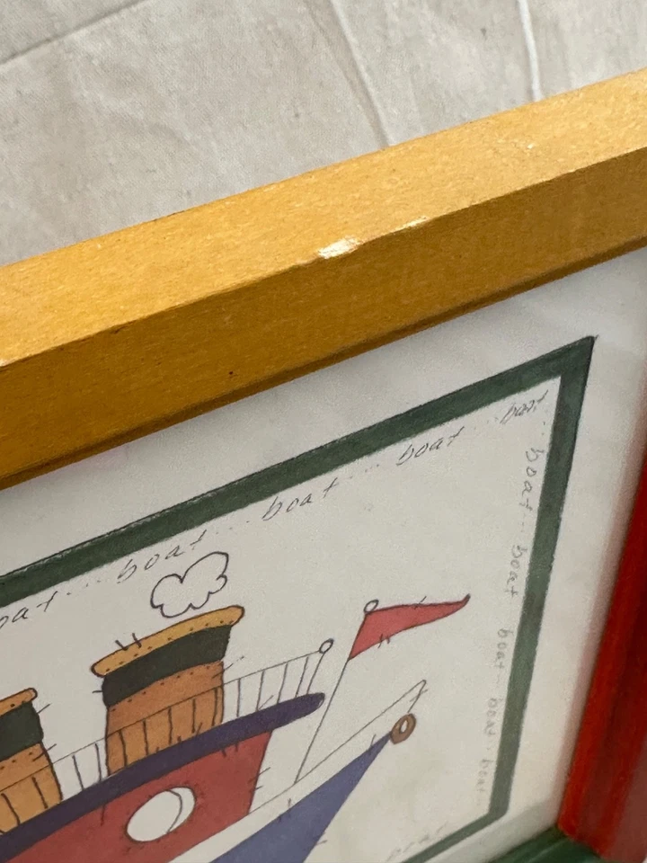 JUEGO DE 2 IMPRESIONES DE CAROL ROBINSON. COCHE Y BARCO ** DECORACIÓN HABITACIÓN INFANTIL O DEN HOMBRE  Foto 3 de 4