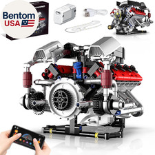 V8 Engine Model Kit That Run, 8-Cylinder Car Engine Building Blocks Set, Build Y