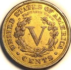 1883 WITH CENTS  V NICKEL VERY FINE ALL LIBERTY GOLD DIPPED OR MISTAKE RACKETEER — photo 2