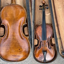 Vintage Antique Violin~Structurally Safe~Striated Wood~with Bow & Hard Case