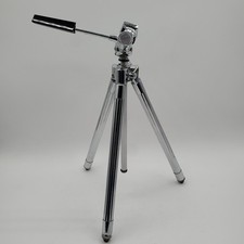 Vintage Sunset Camera Tripod Chrome Telescoping Legs Pan Tilt Head Mid-Century