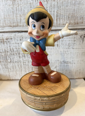 Schmid Disney Pinocchio Revolving Music Box I''VE GOT NO STRINGS RARE *SEE VIDEO