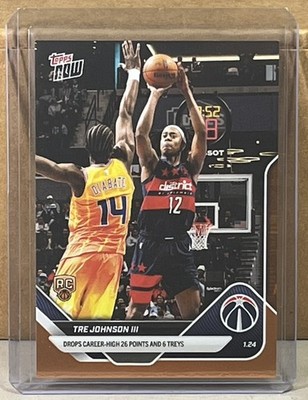 2025 26 TOPPS NOW #140 TRE JOHNSON III WIZARDS Rookie Orange Foil Parallel 10/25