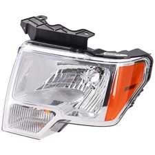 Driver Side Headlight For Ford F-150 2009-2014 Halogen W Bulbs Capa Chrome Trim