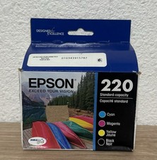 Genuine Epson 220 Black 220 Cyan Magenta Yellow Ink Cartridges - Exp.06/25
