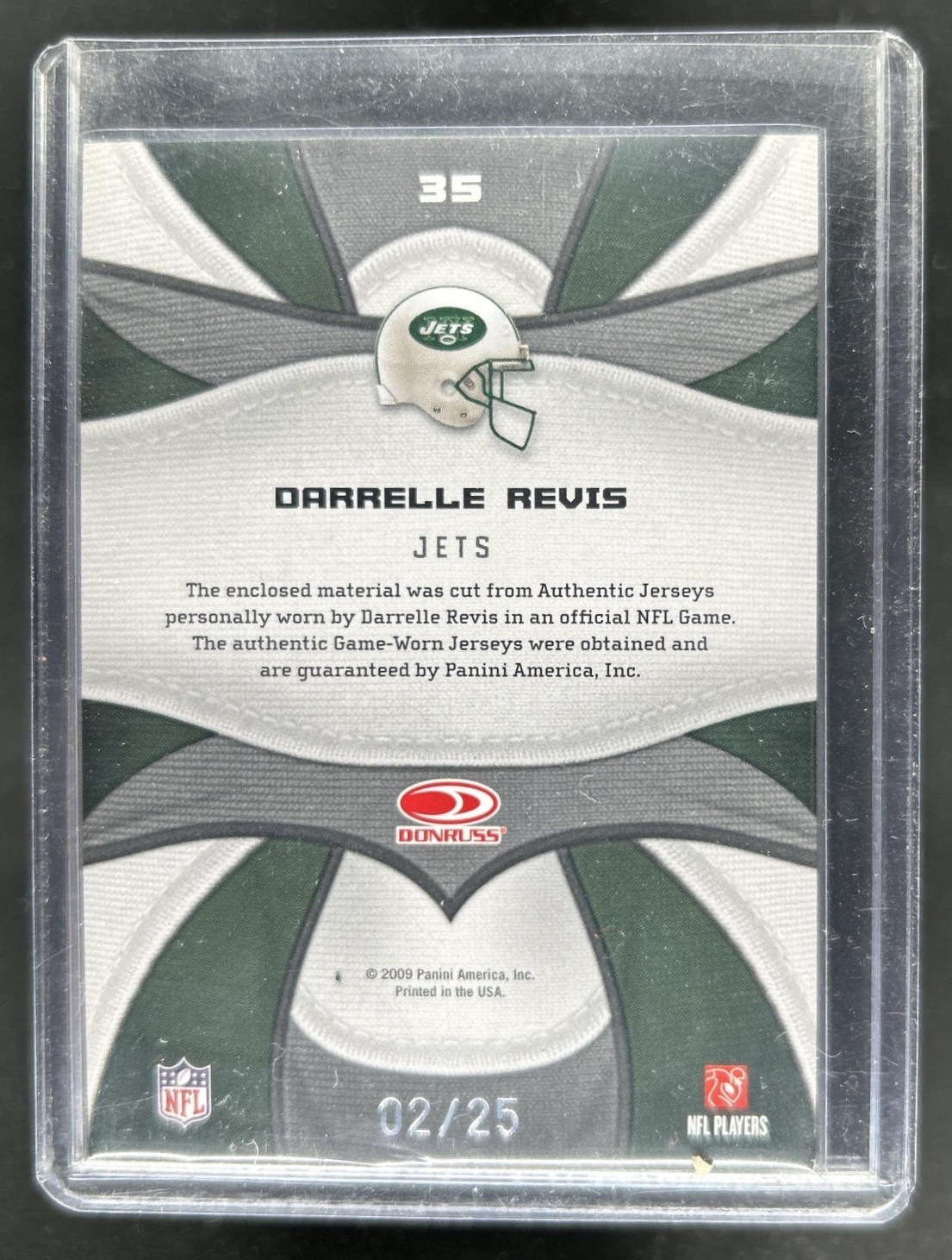 2009 Donruss Certified Darrelle Revis Fabric of the Game Team Jersey Die Cut /25 view 2