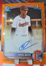 2025 Bowman Chrome 1st Heins Brito Orange Auto /25