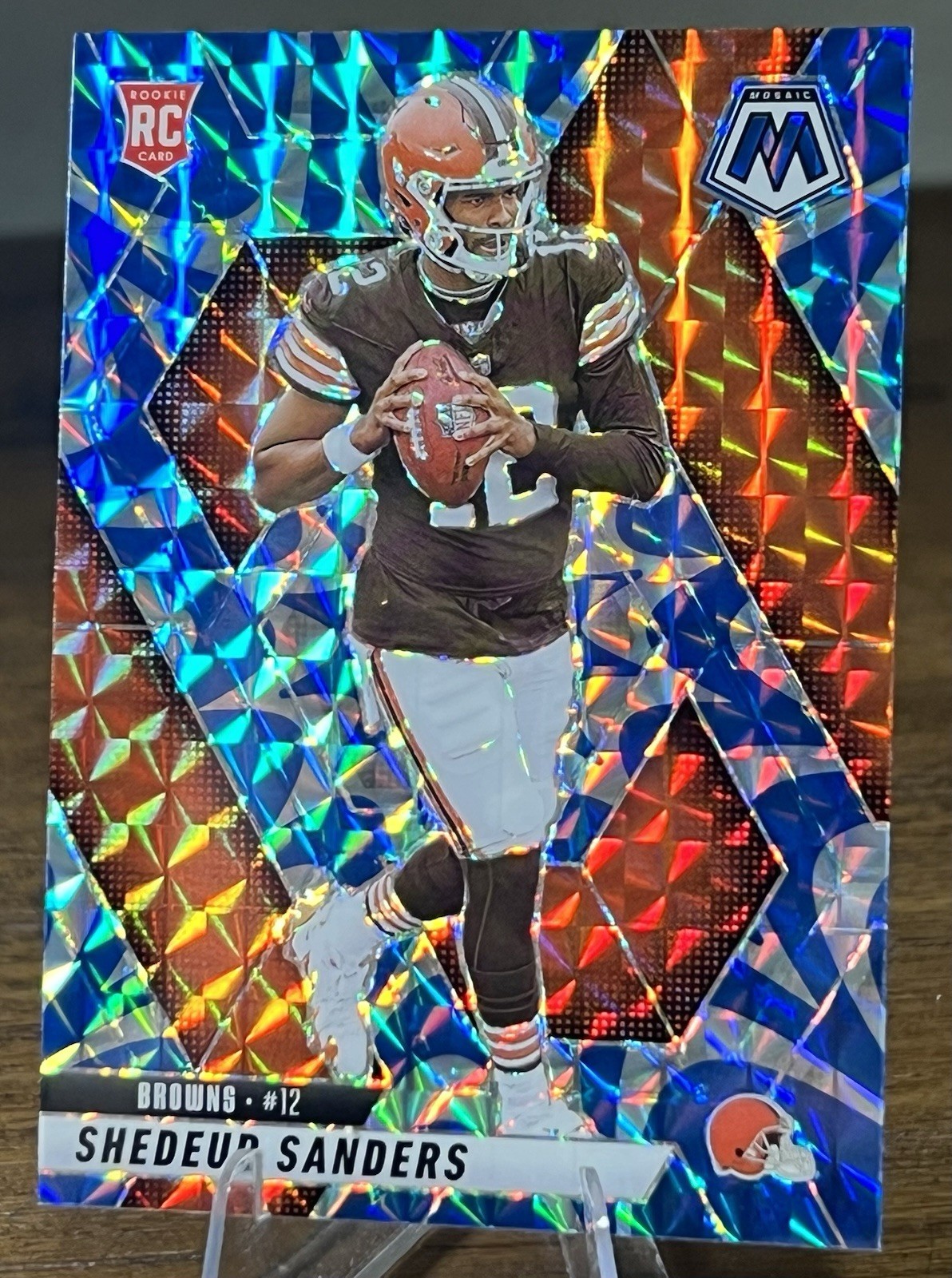 2025 Mosaic Rookies Shedeur Sanders #302 Reactive Blue Mosaic Prizm