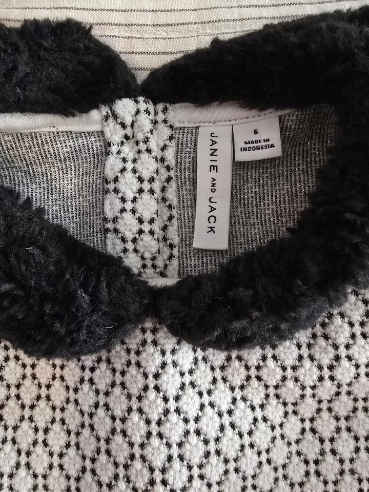 Vestido formal manga larga con cuello blanco y negro talla 6 JANIE & JACK para niñas  Foto 4 de 4