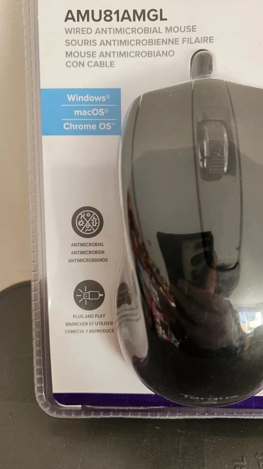 Targus Mouse Ambidextrous USB Type-A Optical 1000 DPI Antimicrobial AMU81AMGL - Image 3 of 4