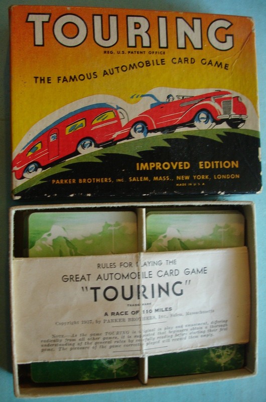 1937 TOURING FAMOUS AUTOMOBILE CARD GAME PARKER BROTHERS w 99 Cards Instructions
