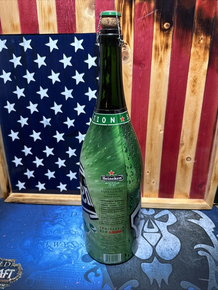 Редкий 3 qt. Пустая бутылка пива Heineken Lager специальное издание - ПУСТАЯ - Изображение 2 из 4