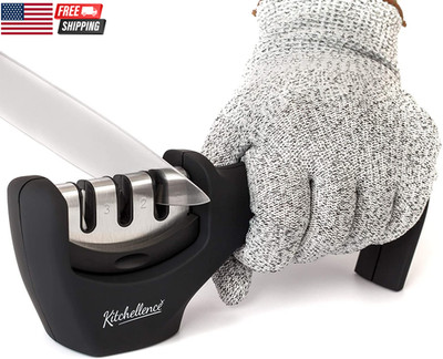 4-In-1 Kitchen Knife Accessories: 3-Stage Knife Sharpener Helps Repair, Restore,