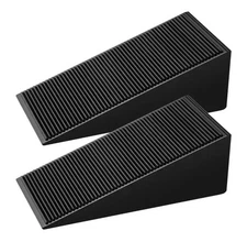 1.3 inch High Rubber Door Stops 2-Pack Black Heavy Duty Stackable Wedges