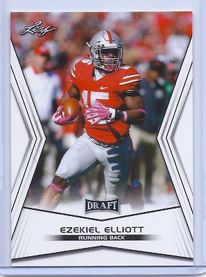 EZEKIEL ELLIOTT 2016 LEAF DRAFT ROOKIE CARD #1! OSU BUCKEYES! W/H TOP LOADER!