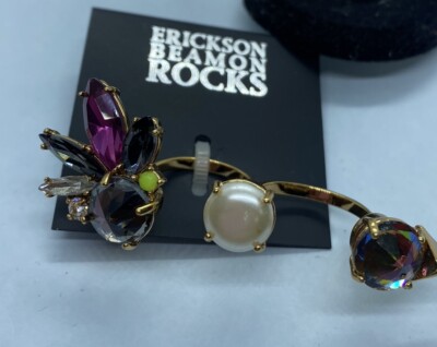 Erickson Beamon Rocks Statement Ring Faux Pearl Crystal One Size