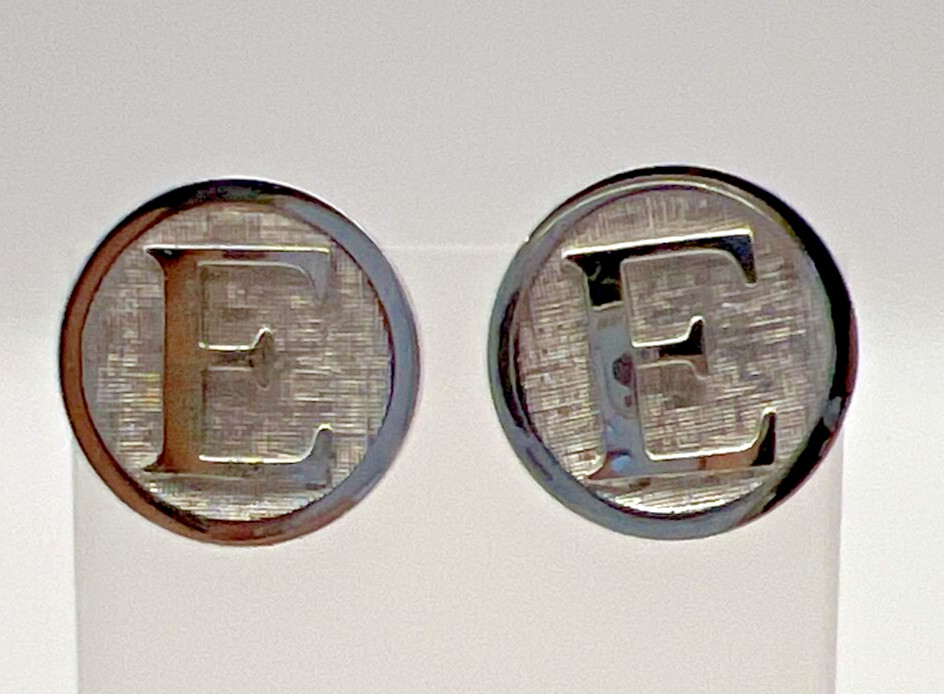 Vintage Signed SHIELDS Letter Initial "E" Cufflin… - image 1