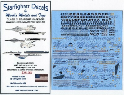 Starfighter Decals 100 1/1000 Star Trek Class IX Starships (Enterprise, Excelsio
