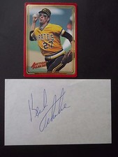 Kent Tekulve, Autograph on a piece of paper, with Baseball card, Pitcher