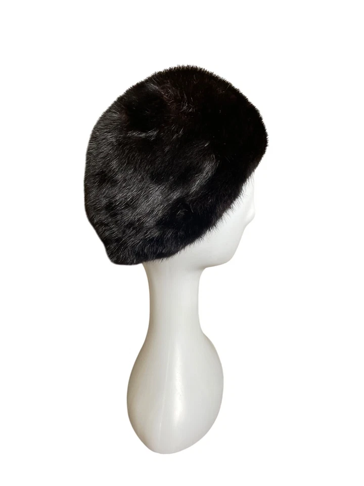 Sombrero pastillero vintage Claire Of Cameo New York de piel de visón negro para mujer Foto 2 de 4