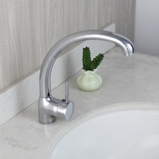 US Bathroom Rotated Spout Chrome Brass Deck Mount Tap Basin Mixer Sink Faucets
