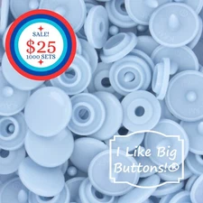 1000 Sets KAM Snaps: PASTEL BLUE-Size 16/T3-Plastic Snap Buttons Sewing Crafts