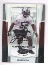 Jon Beason 2007 Leaf Certified Auto Rookie #195 #d /399 Carolina Panthers Qty