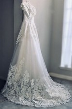 David’s Bridal Champagne Wedding Dress and Veil | Size 0