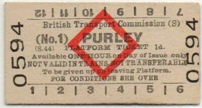 BTC(S) Platform Ticket Purley (No.1) 1d (S.44)