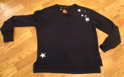 Victoria Sport~Black Long Sleeves~Silver Star Pattern on Black Shirt~Size M