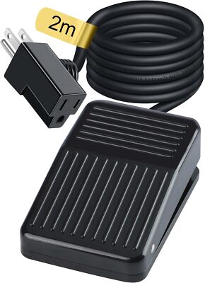 Foot Switch Normally Off Press and Hold to ON 6.6FT UL Cable & Plug, Black 