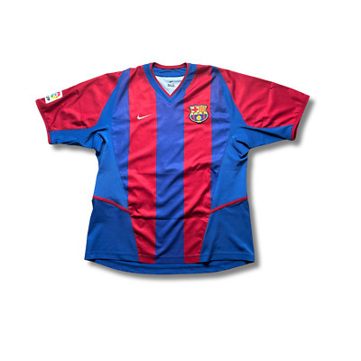 Nike Vintage 00s Saviola FC Barcelona Trikot (L) Home Kit Dunkelblau Rot 7
