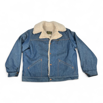 ジャケット・アウター vintage made in USA wrangler denim jkt Vintage Wrangler Jacket Adult EXTRA LARGE Blue Wrange Coat Sherpa
