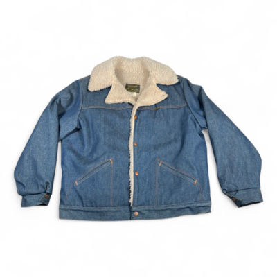 Vintage Wrangler Jacket Adult EXTRA LARGE Blue Wrange Coat Sherpa