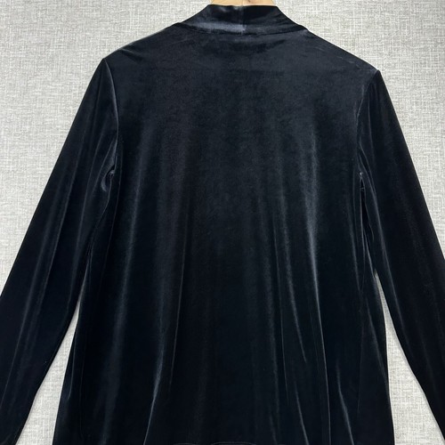 JM Collection Velour Cardigan Built in Tank Top Womens Size M Black Long Sleeve - Picture 6 of 12